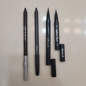 Mac, urban decay eye pencil. Stila, kat von d liquid liner.